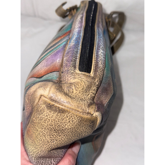 Vintage Anuschka Hand Painted Shoulder Bag Purse Genuine Leather - Picture 5 of 13